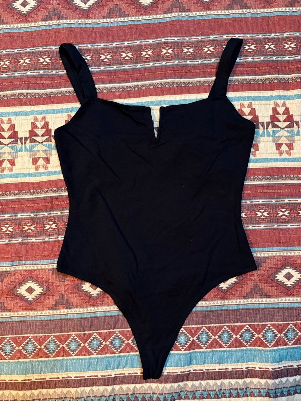Babaton Black Bodysuit with V-Notch Detail size medium